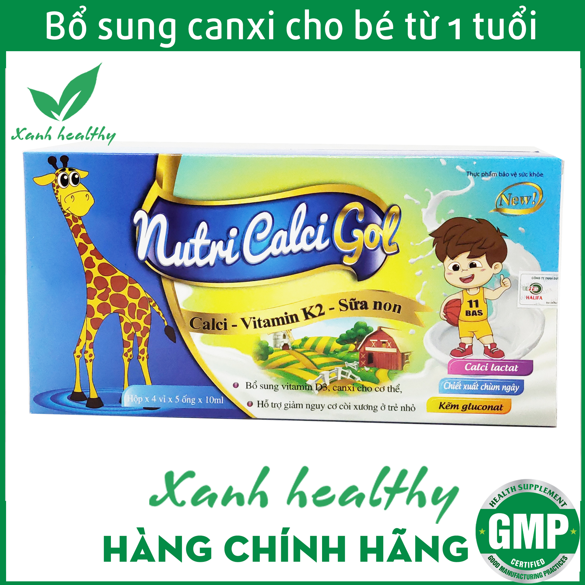 NUTRI CALCI GOL Canxi cho bé từ 1 tuổi - bổ sung canxi, vitamin D3, K2, sữa non giúp phát triển chiề