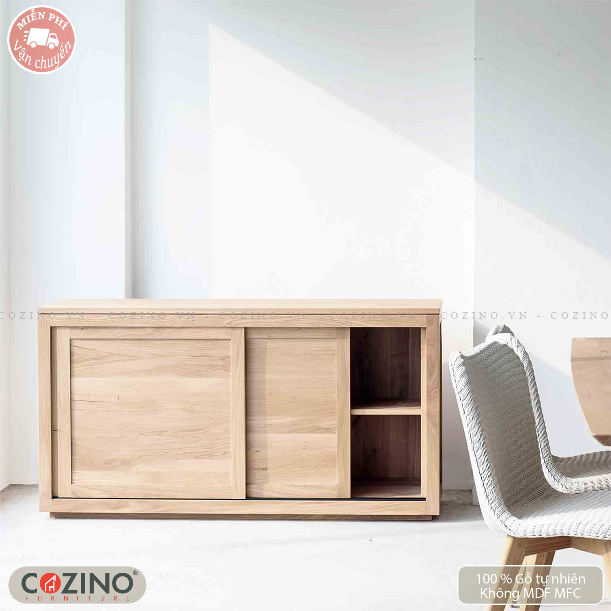 [Trả góp 0%]Tủ trưng bày lưu trữ Pure 2 cánh lùa Cozino