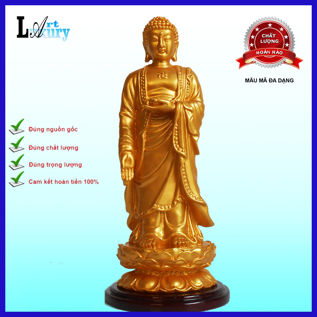 Tượng Đức Phật A Di Đà  cao 21 cm,Tượng Đức A Di Đà Đứng, Chất Liệu Nhựa Composite - Luxury Art