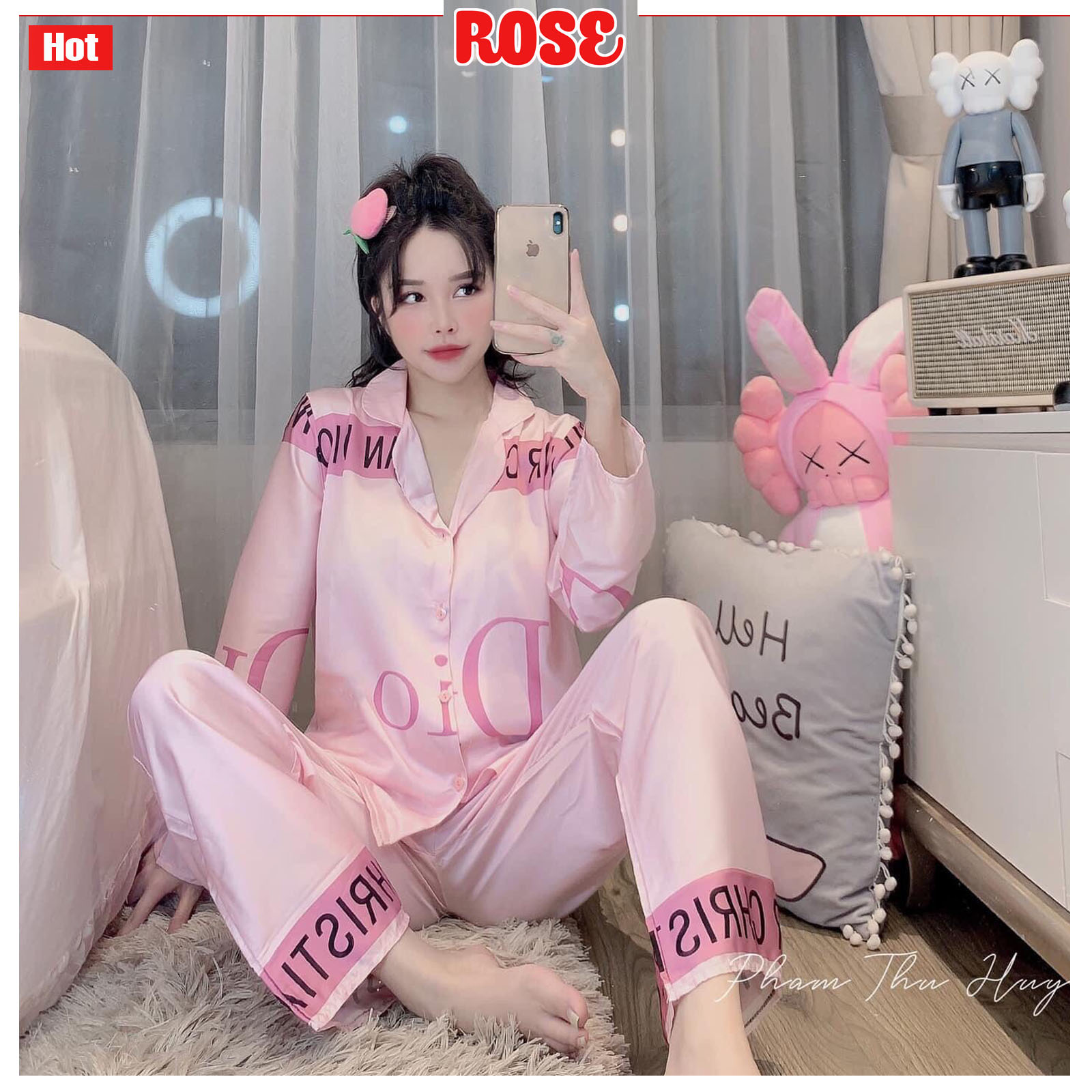 Bộ đồ ngủ nữ siêu cao cấp, pyjama xịn xò, bộ mặc nhà lụa siêu mềm mịn.