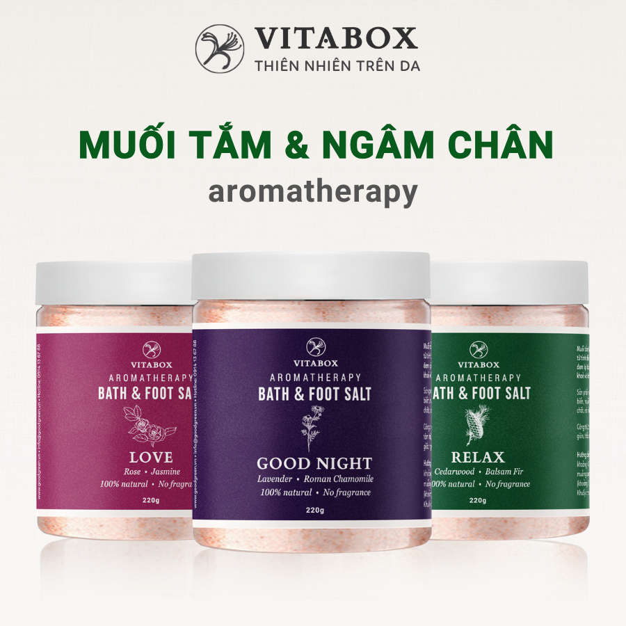 Muối tắm và ngâm chân Vitabox Aromatherapy Bath and Foot Salt - 220g