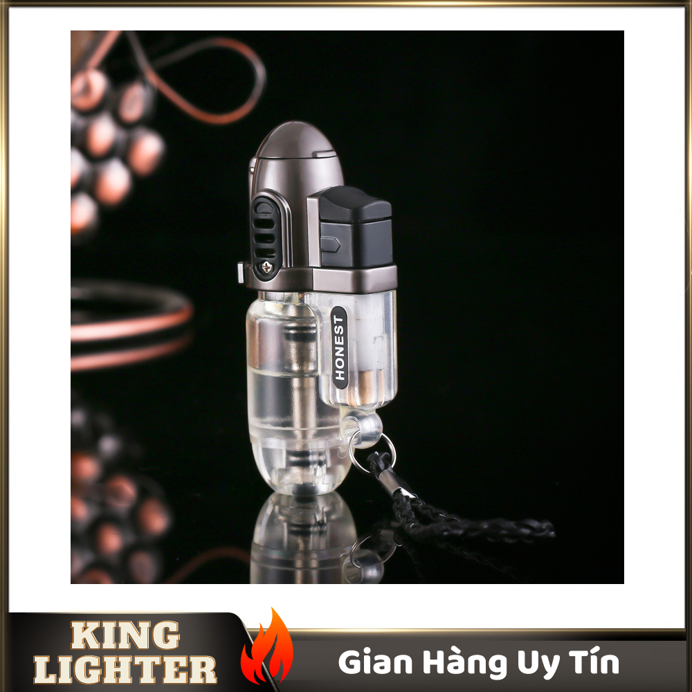 Bật Lửa Gas Honest BCZ354 Lửa Khò 1 Tia Kiểu Dáng Bình Khò Trong Suốt Có Dây Treo Độc Đáo (Nhiều Màu)