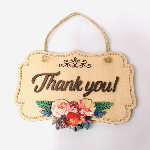 Biển treo cửa bằng gỗ 2 mặt Welcome-Thankyou