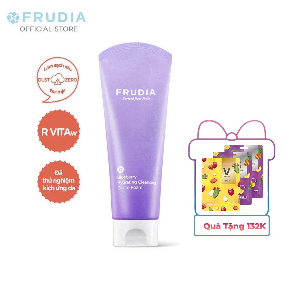 [Tặng 88K]Sữa Rửa Mặt Làm Sạch Dưỡng Ẩm Việt Quất Frudia Bluberry Hydrating Cleansing Gel To Foam 145ml
