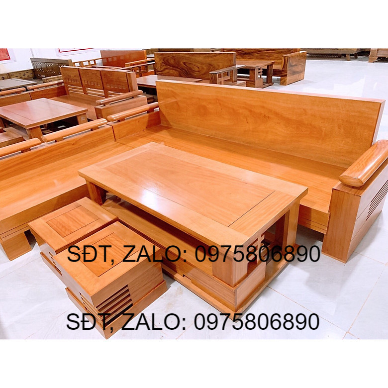 Bàn ghế phòng khách mẫu góc L gỗ đinh hương .