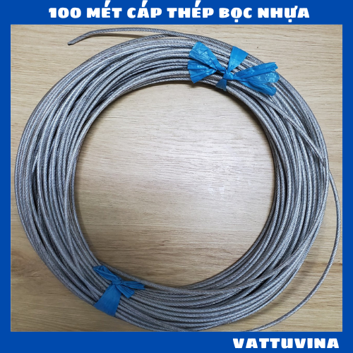 100 mét cáp thép bọc nhựa 3mm, 4mm, 5mm, 6mm - vattuvina