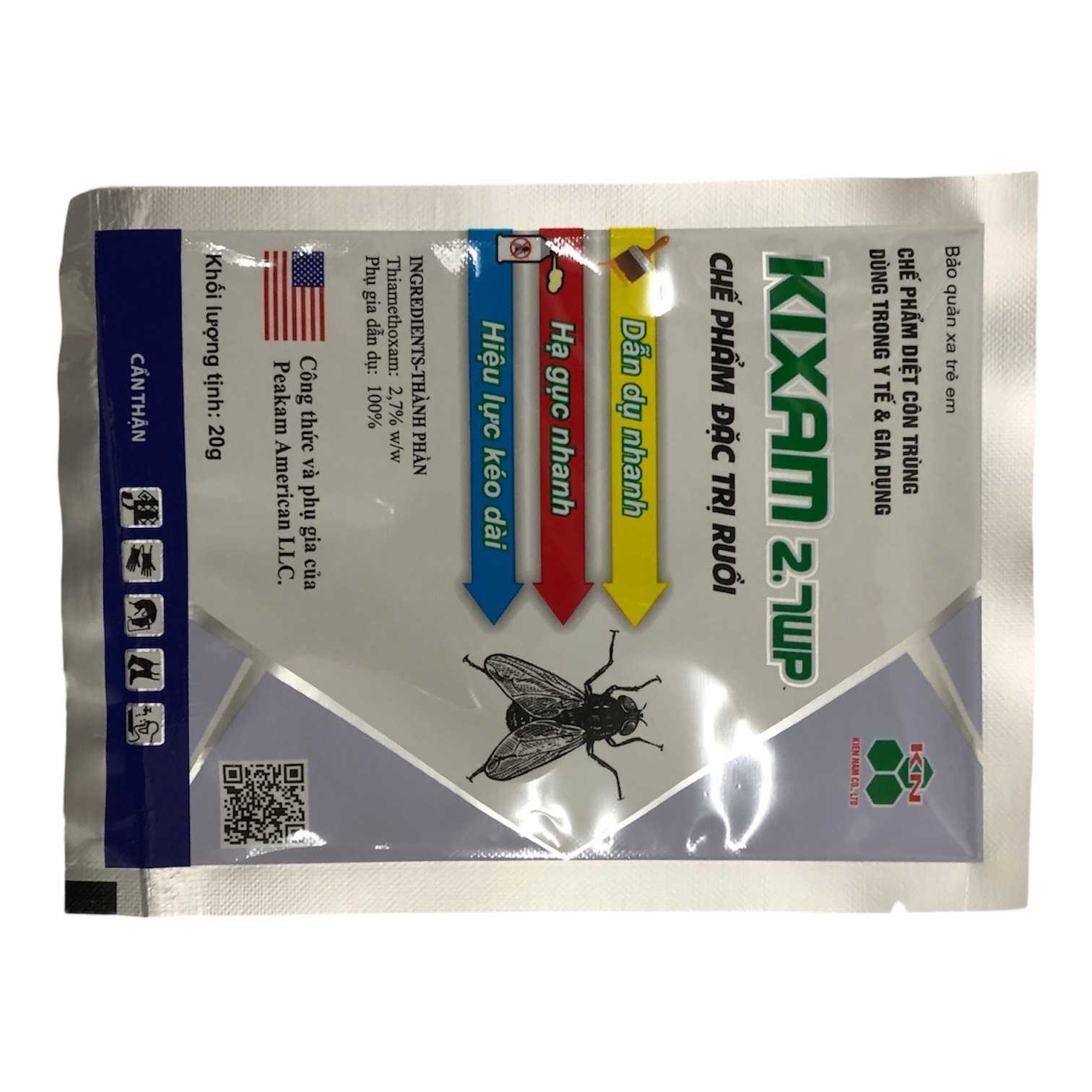 Thuốc diệt ruồi Kixam nguyên liệu nhập Hoa Kỳ, gói 20g, diệt ruồi nhà, ruồi xanh, ruồi cánh bướm...