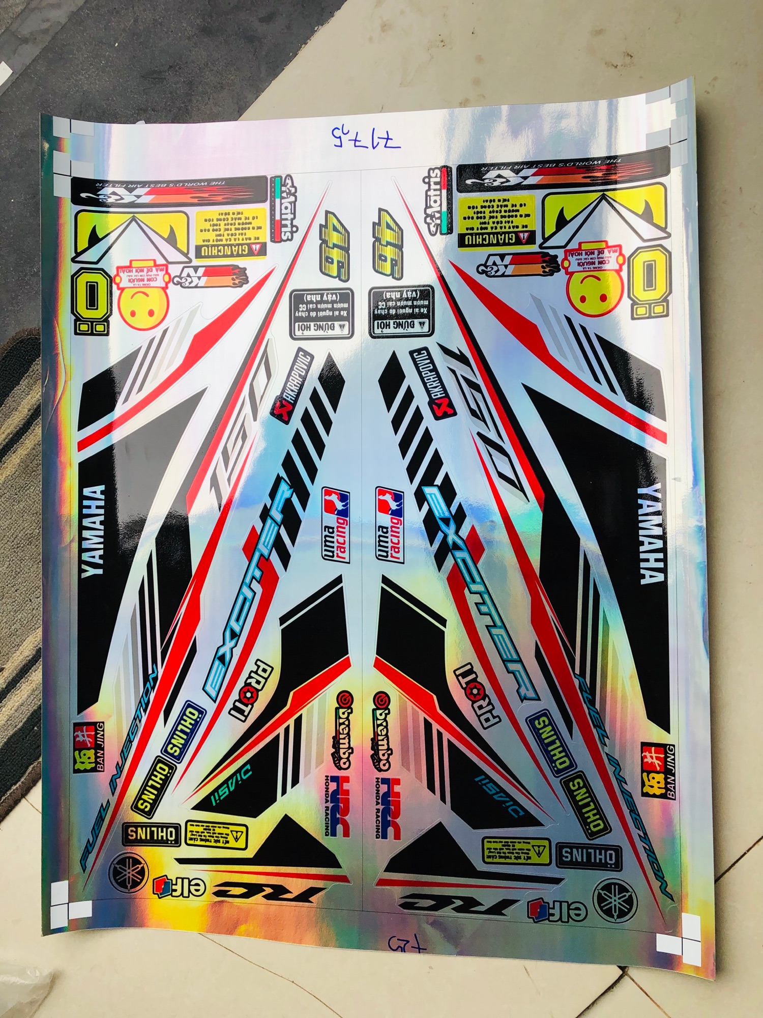 FREE SHIP - [ QUÍ KHÁCH VUI LÒNG MANG TEM RA TIỆM CHO THỢ DÁN] TEM RỜI exciter 150 Rc dán xe trắng hoặc bạc Crom titan 7 màu