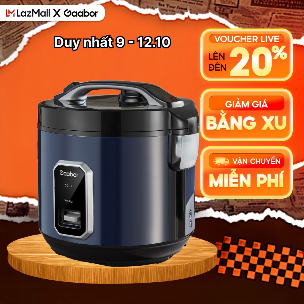 FLASH SALE Nồi cơm điện Gaabor RC50M-BE01A 2.2L lòng nồi chống dính nắp gài kèm khay hấp - Bảo hành 12 tháng 1 đổi 1