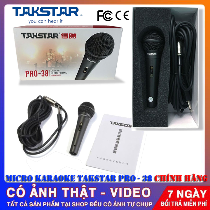 [Bảo Hành 12 tháng]Micro karaoke Takstar Pro-38 , Micro có dây, micro thu âm cao cấp giá rẻ lọc âm tốt nâng cao chất âm , micro chống hú