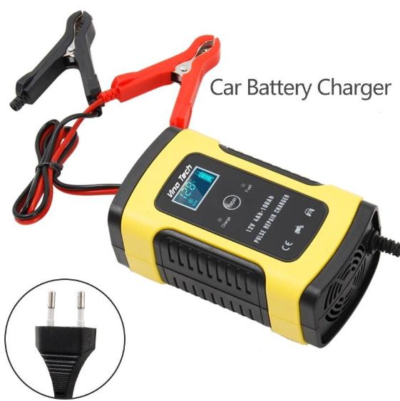 Sạc bình ắc quy ô tô xe máy 12V/5A 100AH thông minh đa năng có khử sunfat dùng cho tất cả các loại bình khô và nước