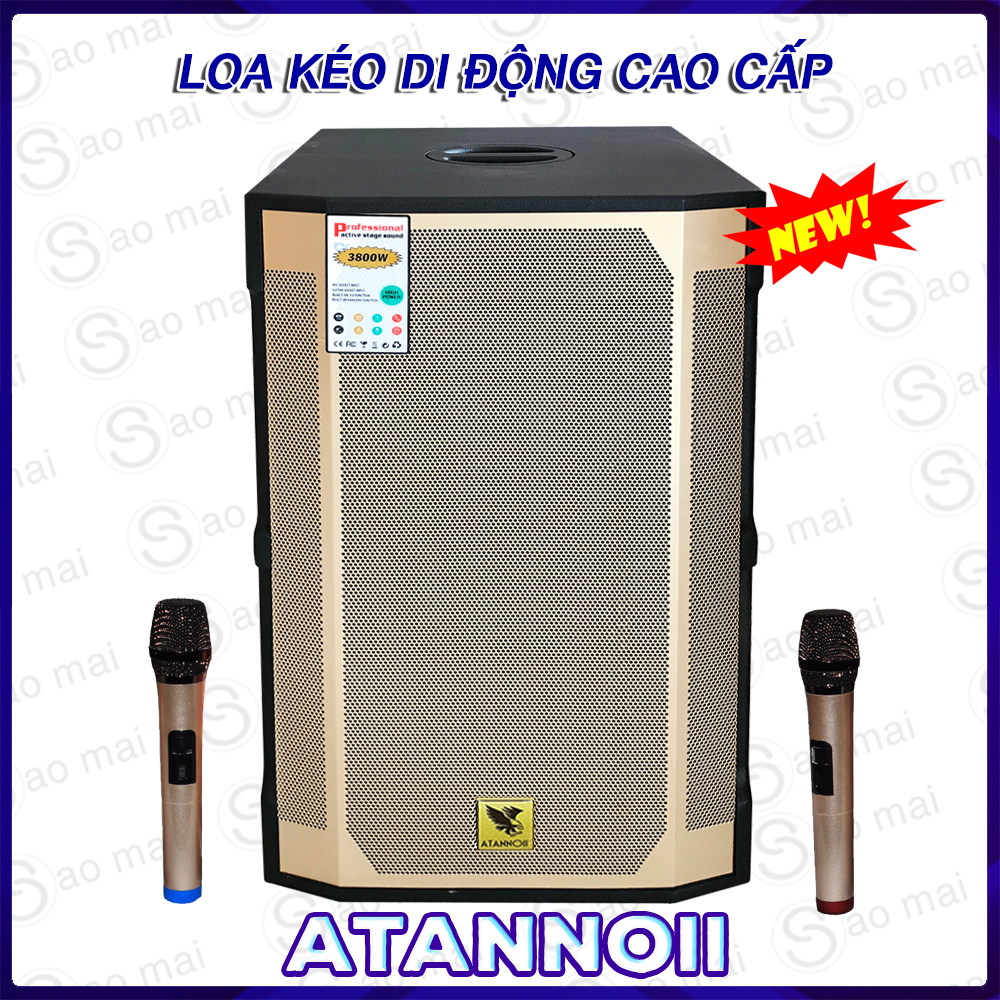 [Trả góp 0%][ Có Video Test Bass Lực ] Loa Kéo Di Động Karaoke Loa Bluetooth ATANNOII GD1513 Thùng gỗ 4.5 tấc Tặng kèm 2 micro không dây Uhf - Bảo hành 12 tháng
