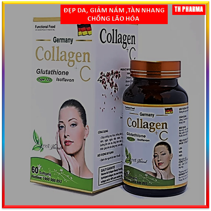 Viên uống đẹp da Collagen C bổ sung Vitamin A E C giảm nám sạm da, tàn nhang ,chống lão hóa - Hộp 60 viên