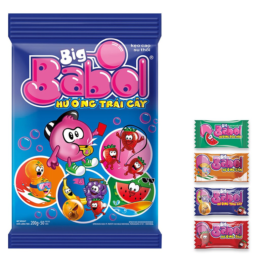Kẹo Cao su thổi Big Babol hương hỗn hợp gói 50 viên
