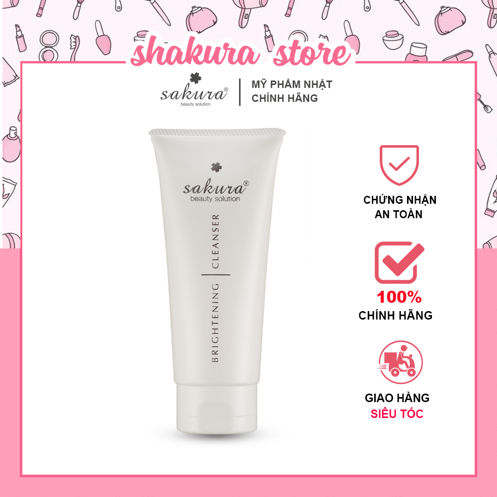 Sữa rửa mặt trắng da Sakura Brightening Cleanser - Sữa rửa mặt trắng da, dưỡng ẩm, da căng mượt - Sữa rửa mặt Nhật - Tuyp 100ml