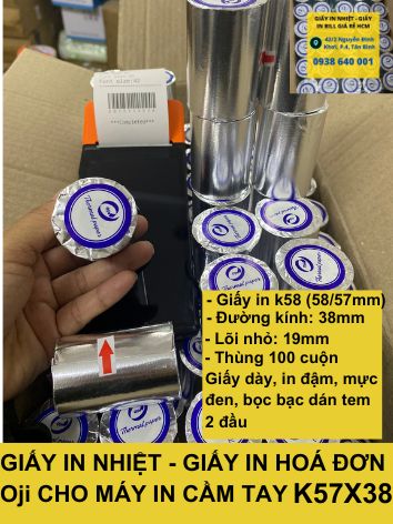 10 CUỘN Giấy In Bill K57 - Giấy In Nhiệt K57 Cho Máy Cà Thẻ, Pos cầm tay Now Delivery/ Grab / Goviet 57x38 (57mm / 58mm)