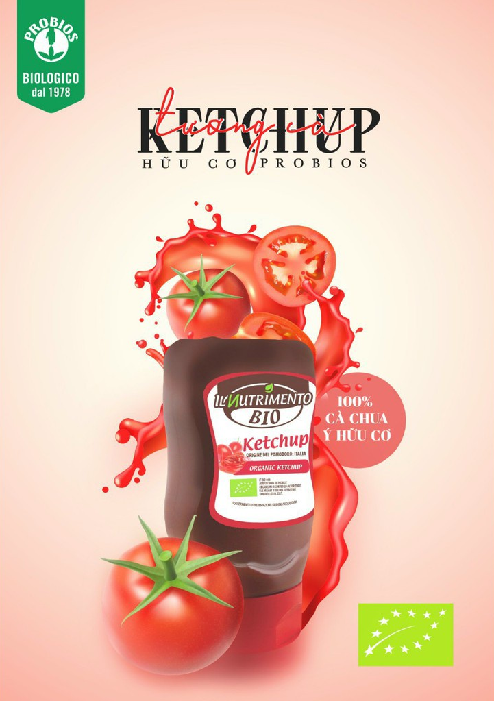Tương cà Ketchup hữu cơ Probios 310g, Dùng cho các món soup, hầm, pizza