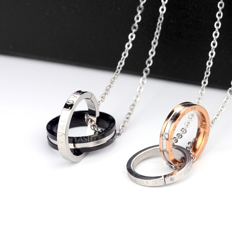 [HCM]Dây chuyền đôi nhẫn LOVE không đen không xỉn màu