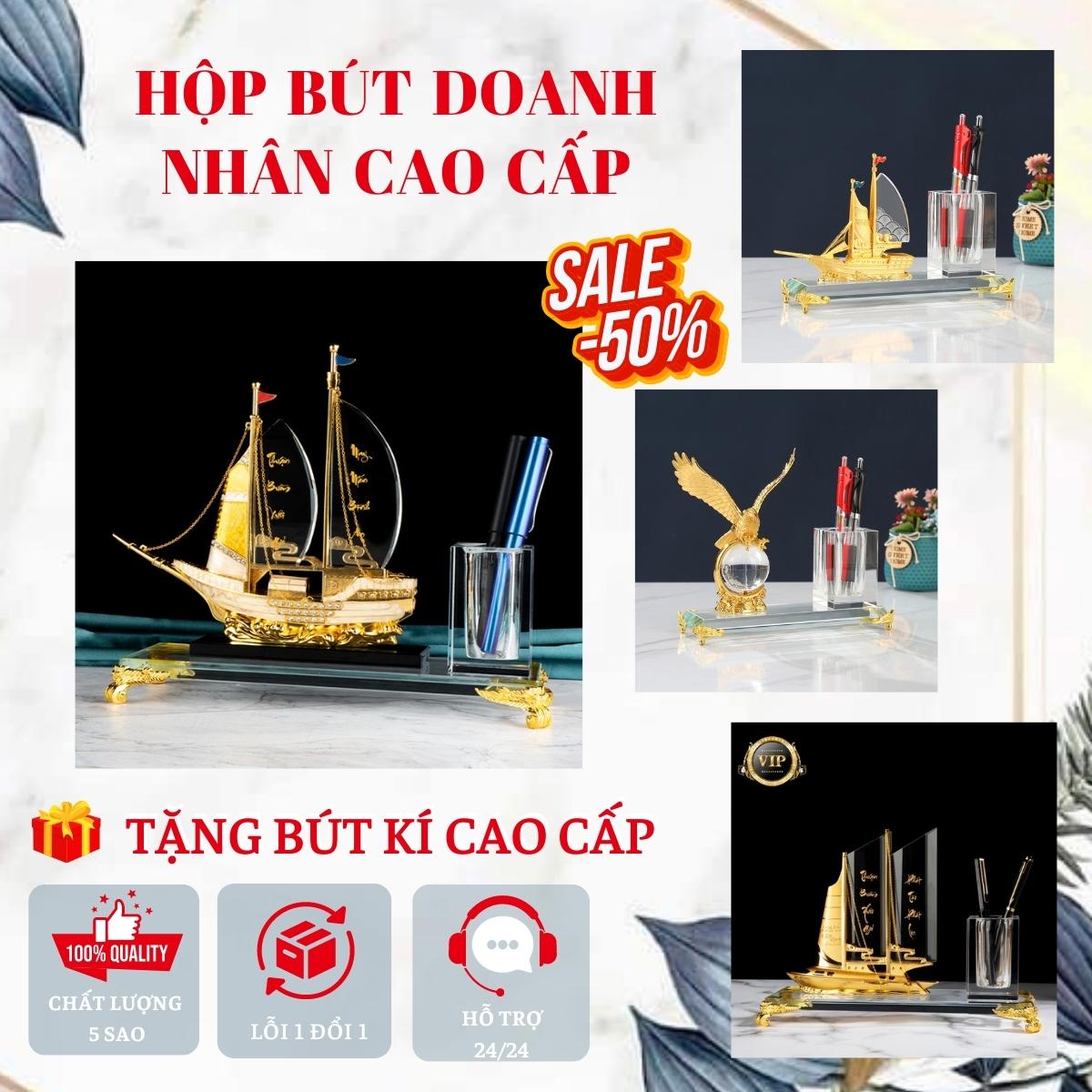 Hộp đựng bút pha lê Thuyền buồm đá, Hộp đựng bút Doanh Nhân, Hộp đựng bút Pha Lê K8 Cao Cấp, Quà Tặng Doanh Nhân, Hộp bút Tân cổ điển