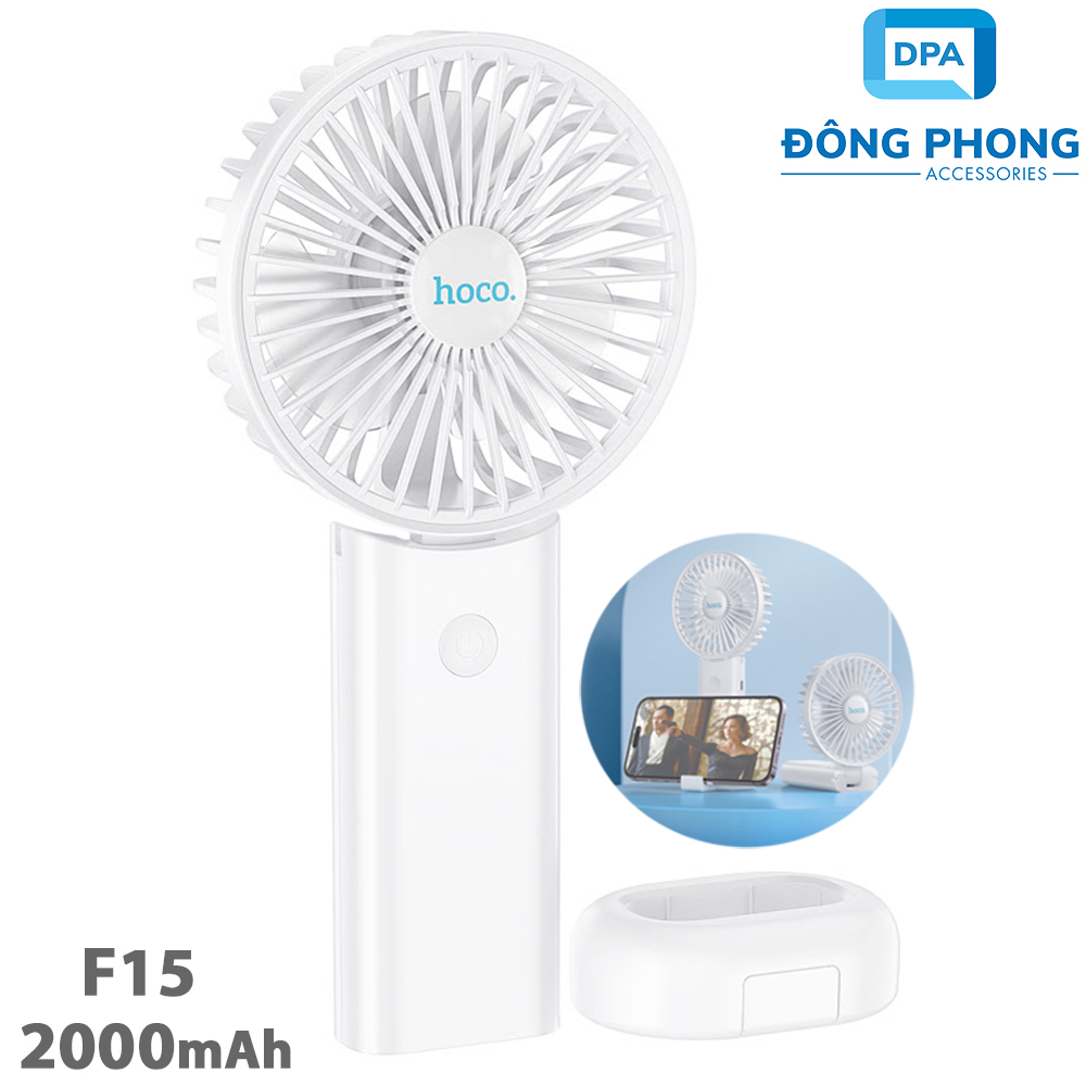 Quạt Sạc Mini Hoco F15 Chính Hãng 3 Tốc Độ 2000mAh