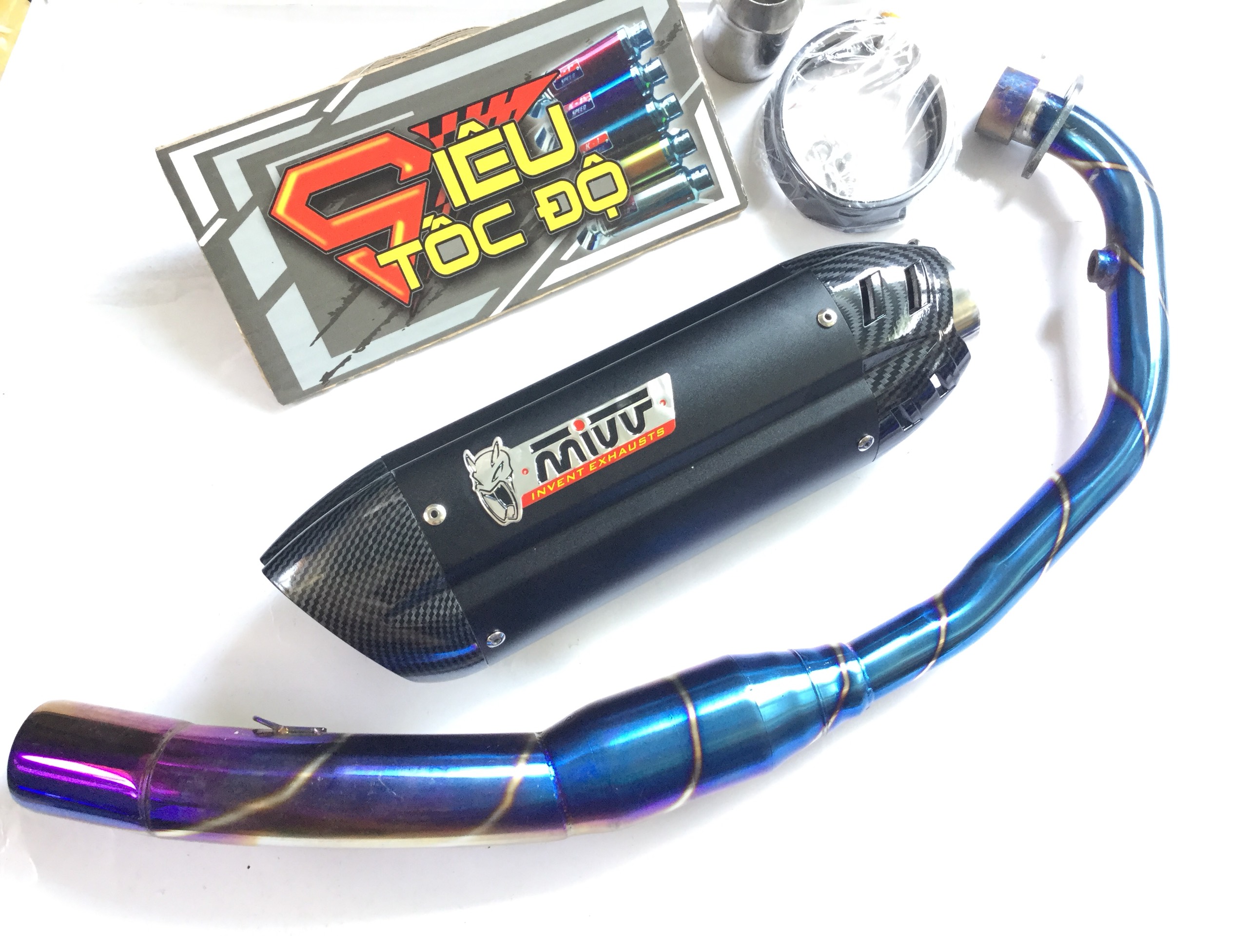 Combo pô mivv bao gồm cả cổ pô bầu hơi titan độ cho xe winer, sonic,..............