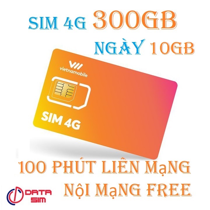 FREESHIP - CHƯA KÍCH HOẠT  Sim 4G vietnamobile mỗi ngày 10GB nội mạng miễn phí 100 phút liên mạng