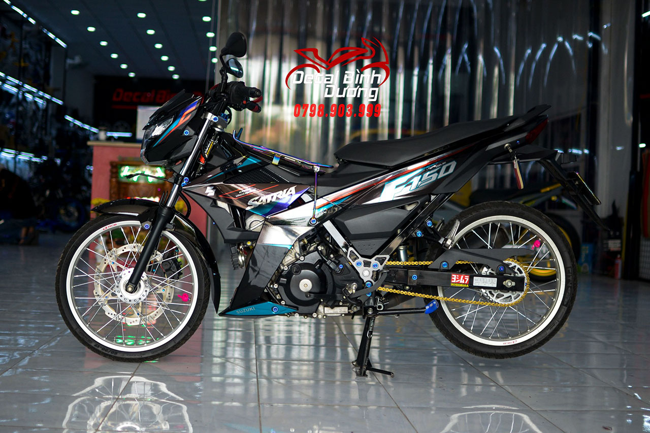 Tem rời xe satria rời crome - đổi được qua xe raider - tem satria đẹp - decal satria màu đen