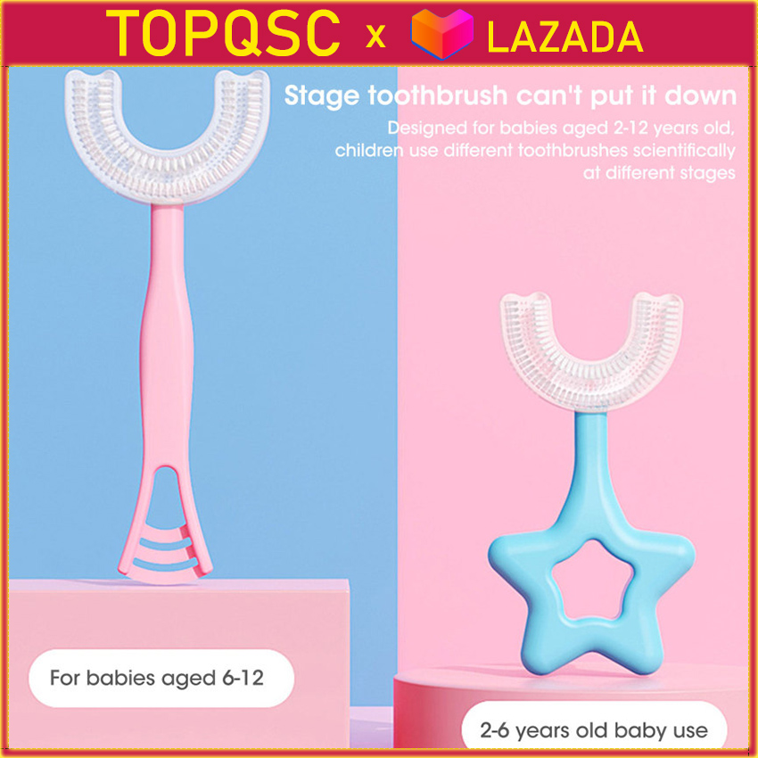 【Còn Hàng x TOPQSC】Trẻ Em Bàn Chải Đánh Răng U-Hình Dạng Trẻ Sơ Sinh Bàn Chải Đánh Răng Với Xử Lý Silicone Chăm Sóc Răng Miệng Làm Sạch Bàn Chải Đối Với Trẻ Em Lứa Tuổi 2-12