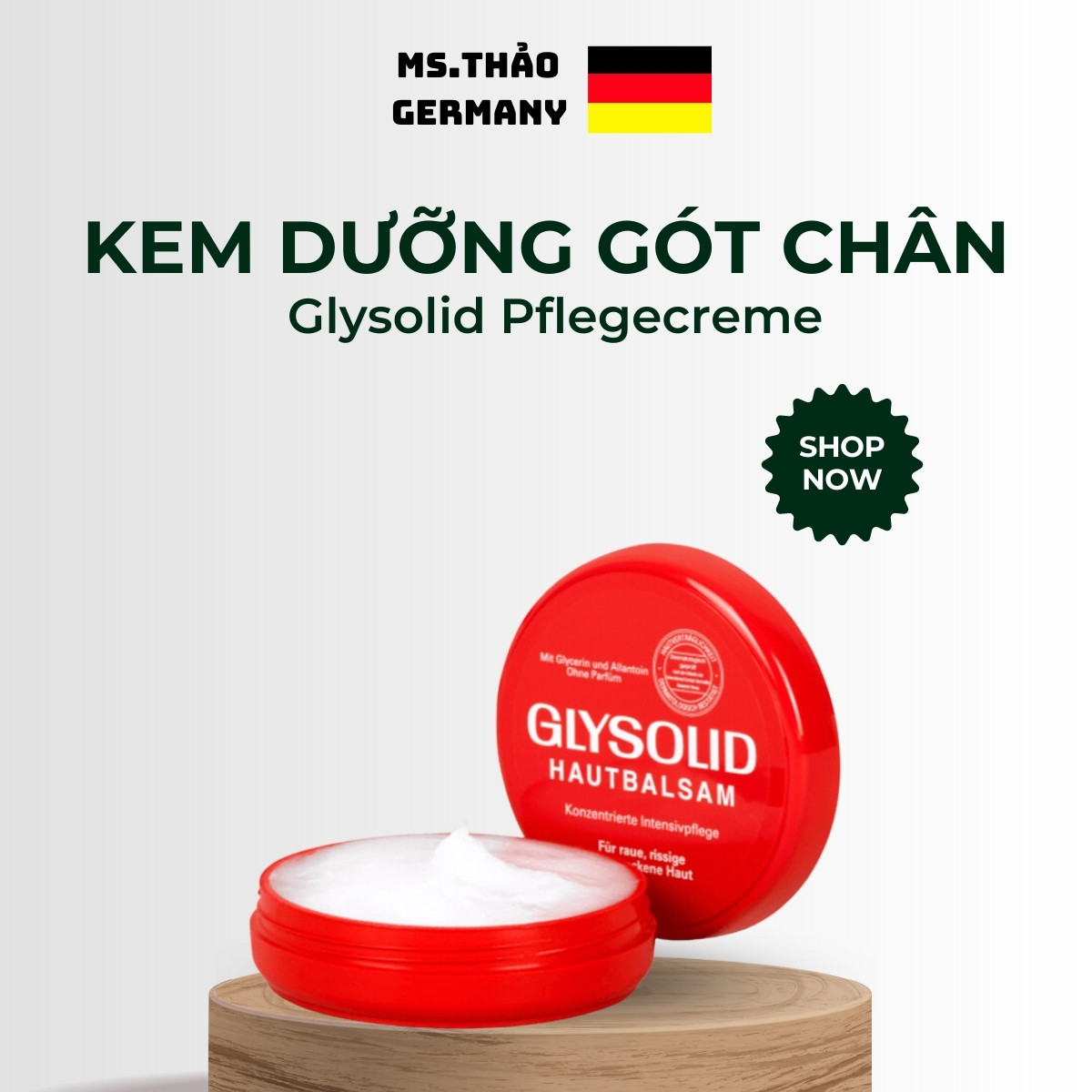 Kem nẻ dưỡng da Glysolid Hautbalsam 100ml dành cho gót chân nứt nẻ, khô ráp