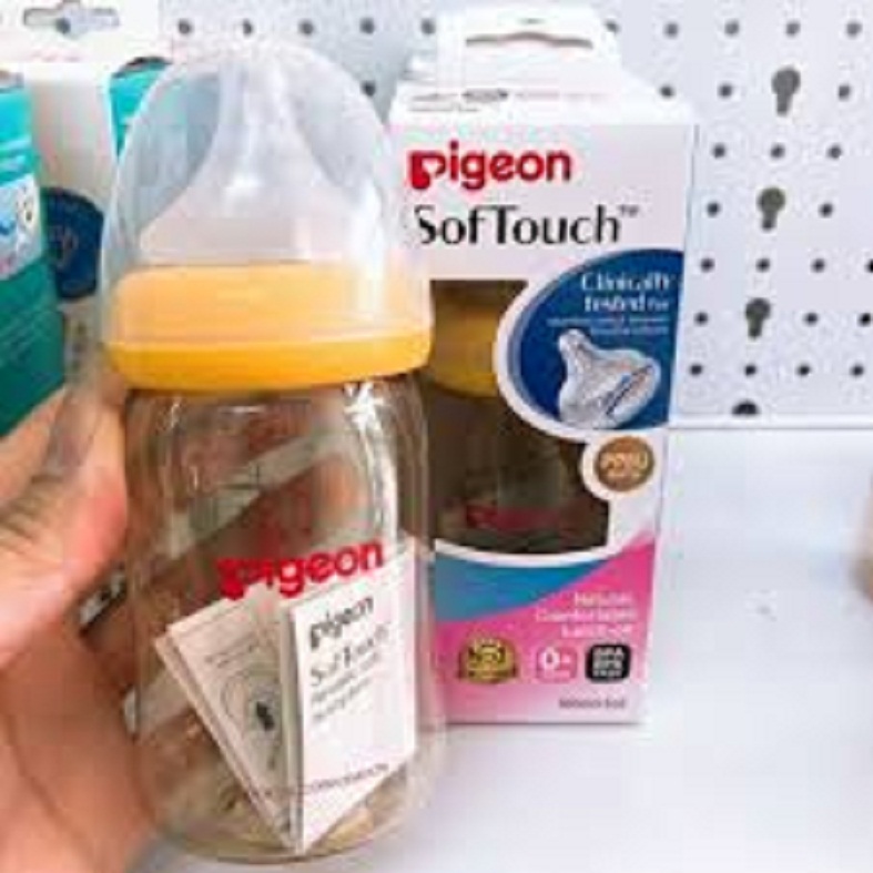 Bình sữa Pigeon SofTouch nhập khẩu cổ rộng 160ml/240ml