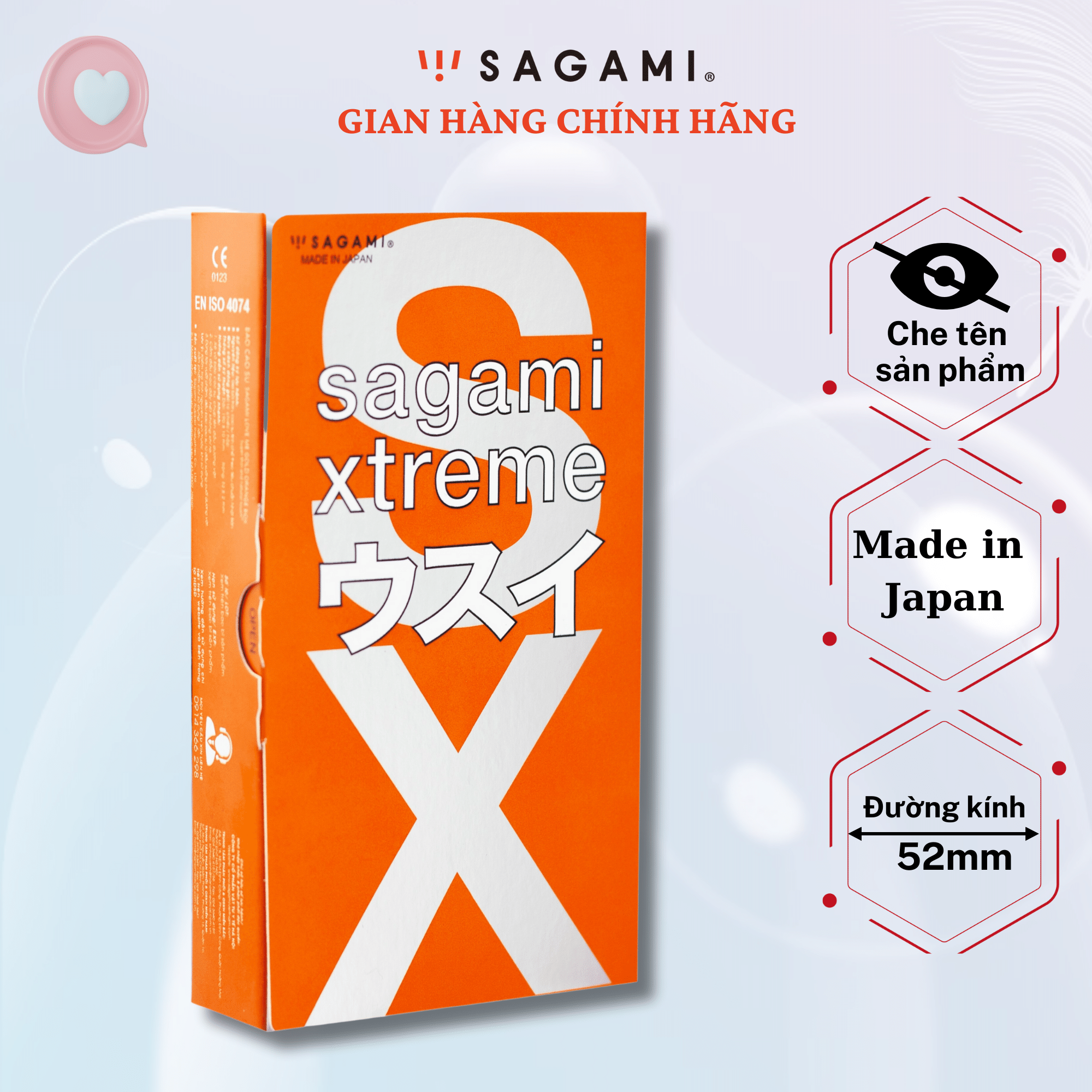 Bao cao su Sagami Orange (Hộp 10 chiếc) - baocao su nam trơn truyền thống Size 52mm