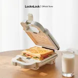Máy kẹp nướng bánh Lock&Lock Bianco Sandwich maker Màu ngà EJB126IVY, đa năng sandwich & waffle, 600W, chống dính