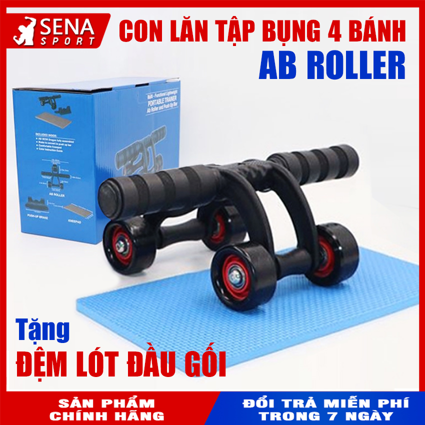 CON LĂN TẬP BỤNG 4 BÁNH CAO CẤP AB ROLLER, HỖ TRỢ TẬP LUYỆN CHO VÒNG EO 6 MÚI
