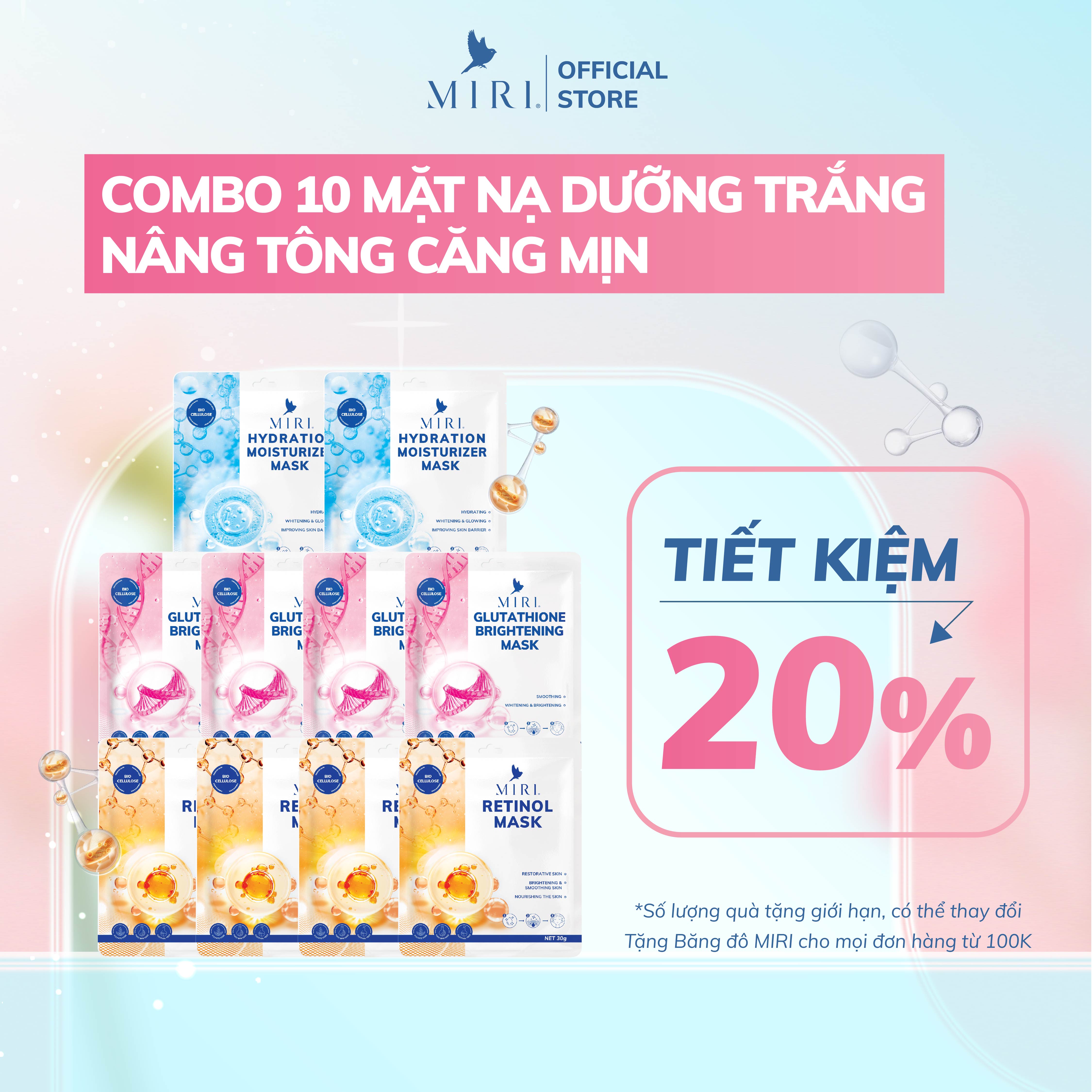 Combo 10 Mặt Nạ Dưỡng Trắng Nâng Tông Căng Mịn MIRI