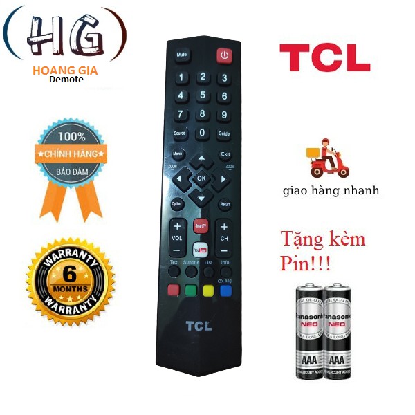 Điều khiển tivi tcl- hàng mới chính hãng tặng kèm pin các dòng tv tcl crt lcd led smart tv