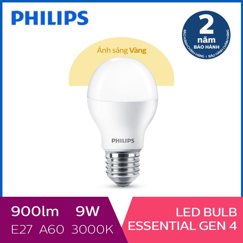 Bóng đèn philips led siêu sáng tiết kiệm điện essential gen4 9w e27 a60