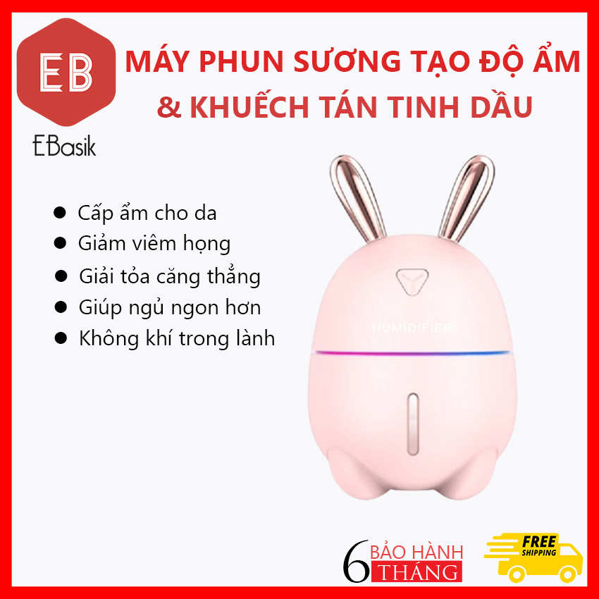 [HCM]Máy Phun Sương Tạo Độ Ẩm & Khuếch Tán Hương Tinh Dầu Mini Nhiều Chế Độ Hình Tai Thỏ Ngộ Nghỉnh Bằng Điện Chế Độ Tự Động Ngắt Cổng Sạc USB Công Nghệ Chống Ồn. Máy Xông Tinh Dầu Mini - Cung Cấp Bởi EBasik – EBasik