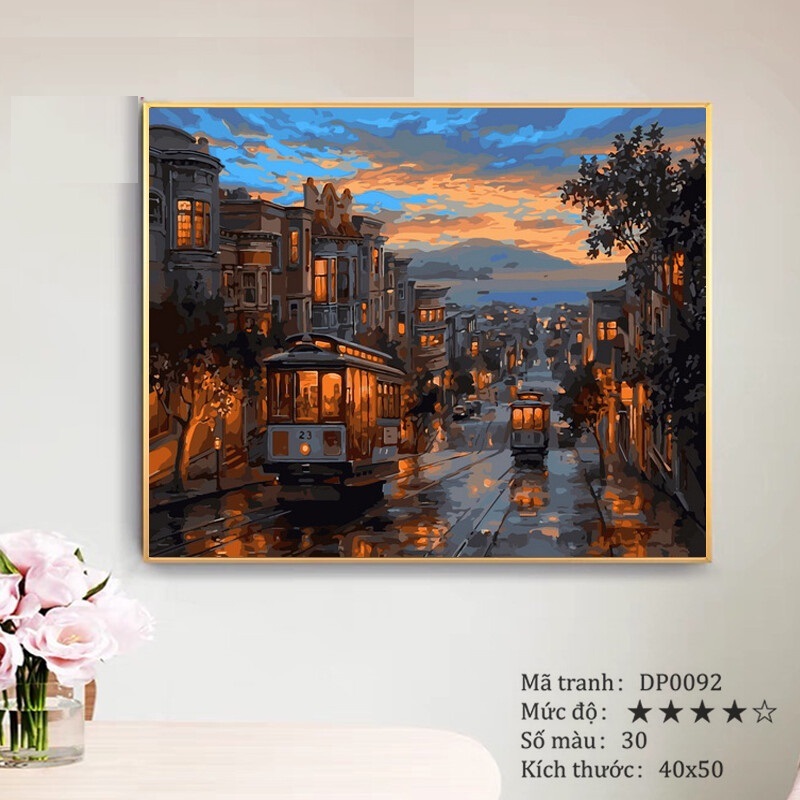 khung 1.6cm-Tranh sơn dầu số hóa rẻ,đẹp,Tặng khăn-sẵn màu, cọ,đinh,khung gỗ 40 x 50cm,Tranh tự tô màu theo số,tranh phong cảnh đẹp-Tranh nàng thơ-tranh động vật đẹp,tranh hoa đẹp