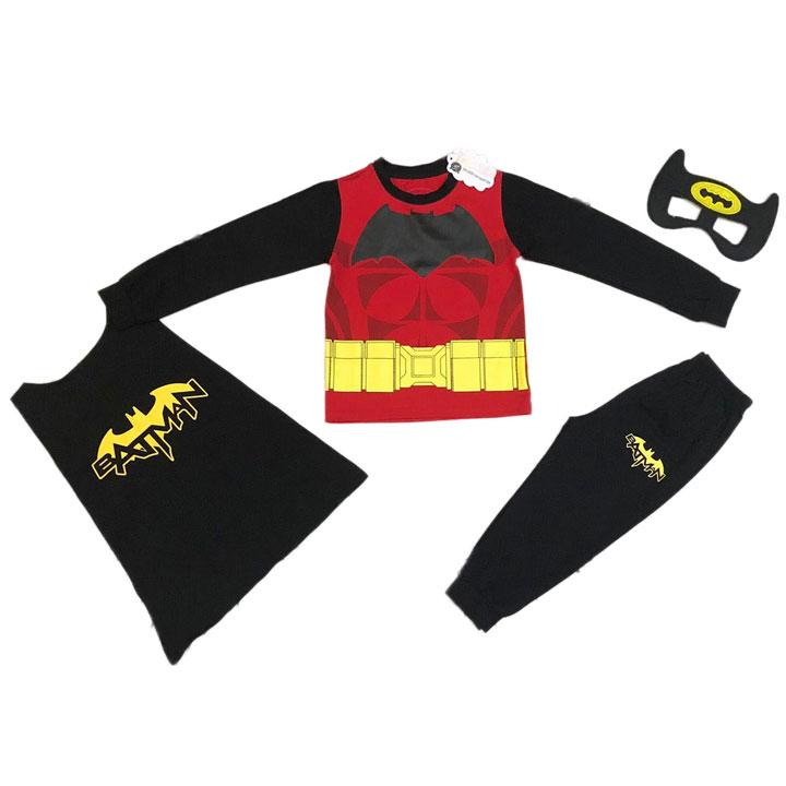 Bộ quần áo siêu nhân cơ bắp tay dài người dơi Batman màu đỏ