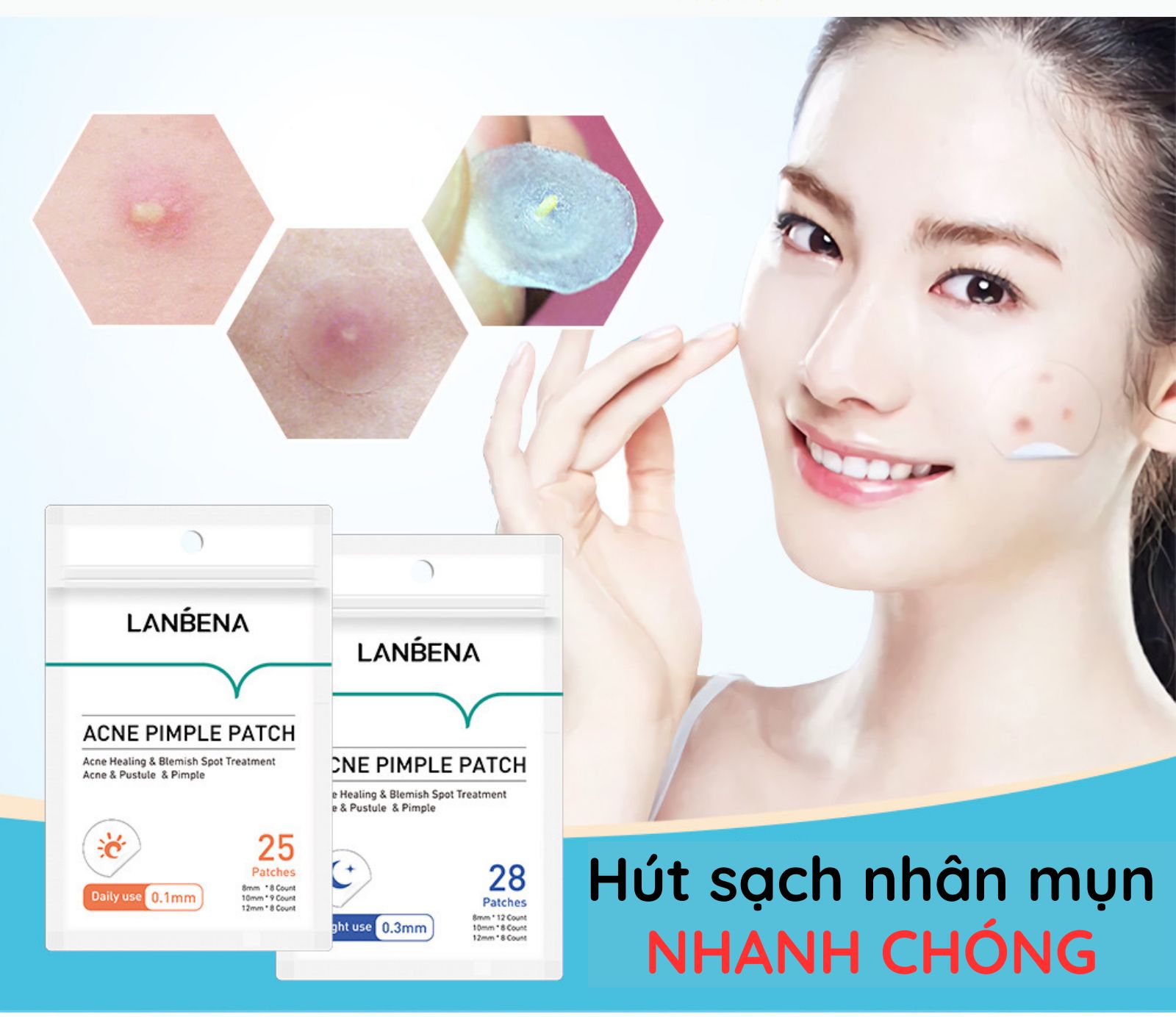 Miếng dán mụn cao cấp hút sạch mụn tận gốc, ngừa mụn trứng cá , miếng dán giảm mụn thẩm mĩ