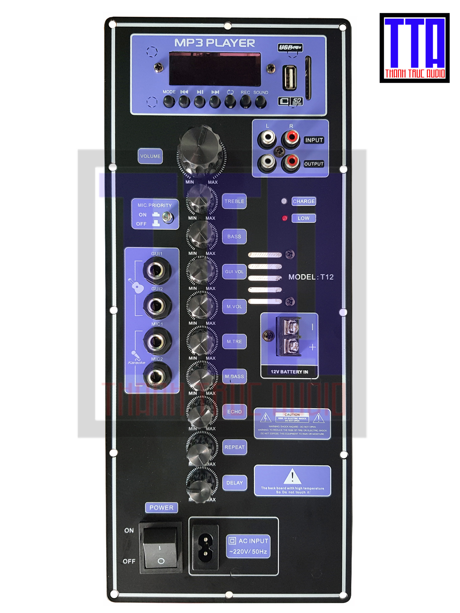 Mạch loa kéo 4 tấc đơn - 3 tấc đơn class D 180W - 14,5x35cm