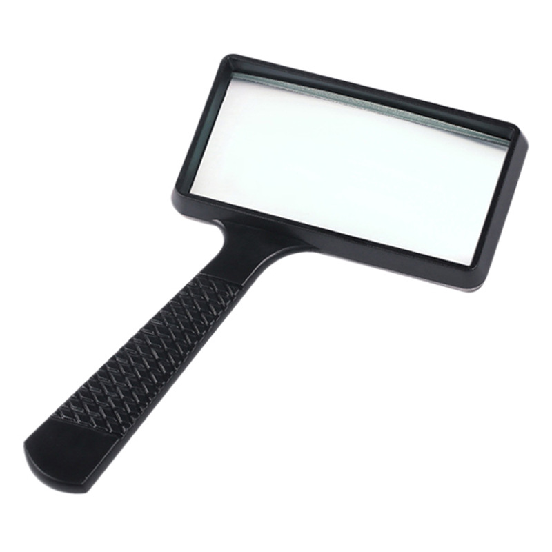 100*50mm Triple Handheld Rectangular Glass Plastic Handle Old People Reading Newspaper Reading Reading Magnifying Glass