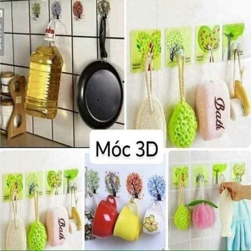 Combo 5 móc dán 3D họa tiết siêu chắc