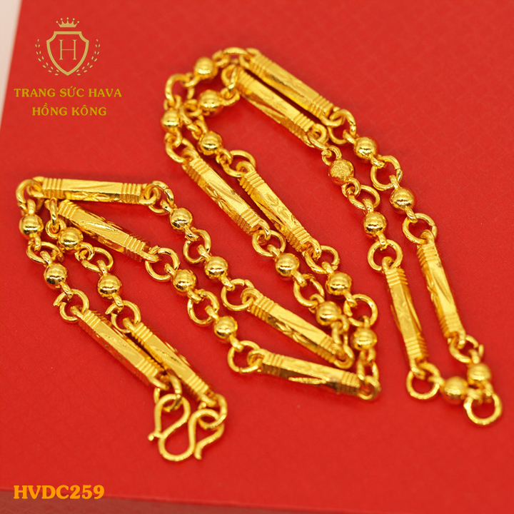 Dây Chuyền Nam Ống Trúc, Vòng Cổ Xi Mạ Vàng 24k - Trang Sức Hava Hong Kong