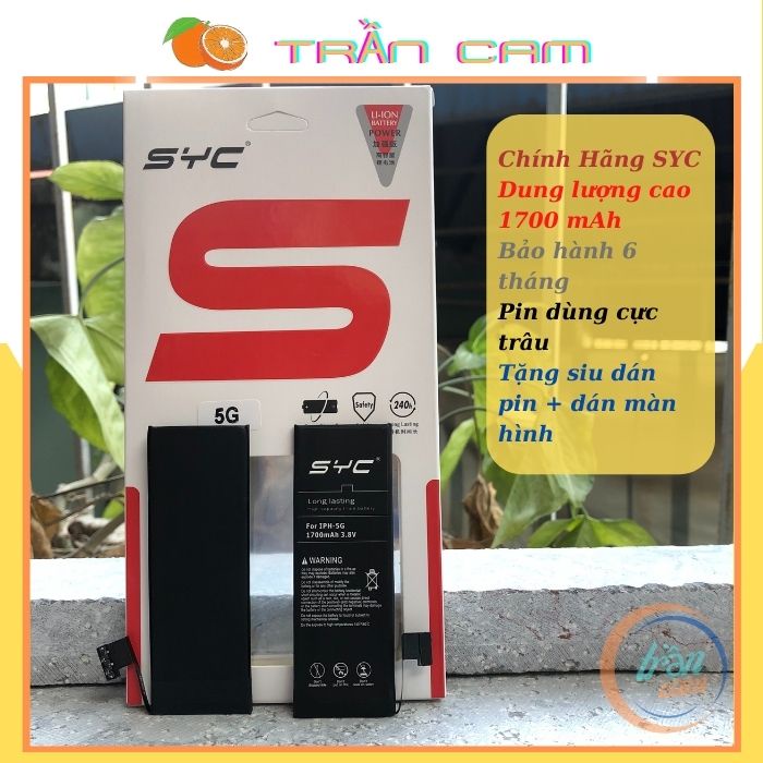 Pin dung lượng cao cho iphone 5G chính hãng SYC