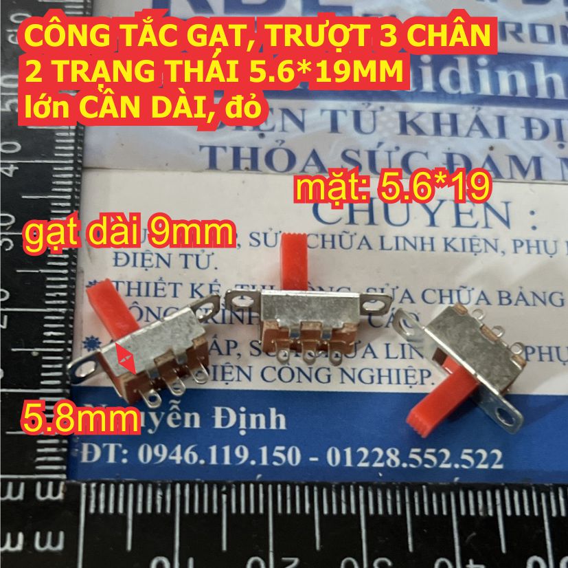 20 cái CÔNG TẮC GẠT TRƯỢT 3 CHÂN 2 TRẠNG THÁI 5.8*19.6MM lớn CẦN ngắn / DÀI kde4845