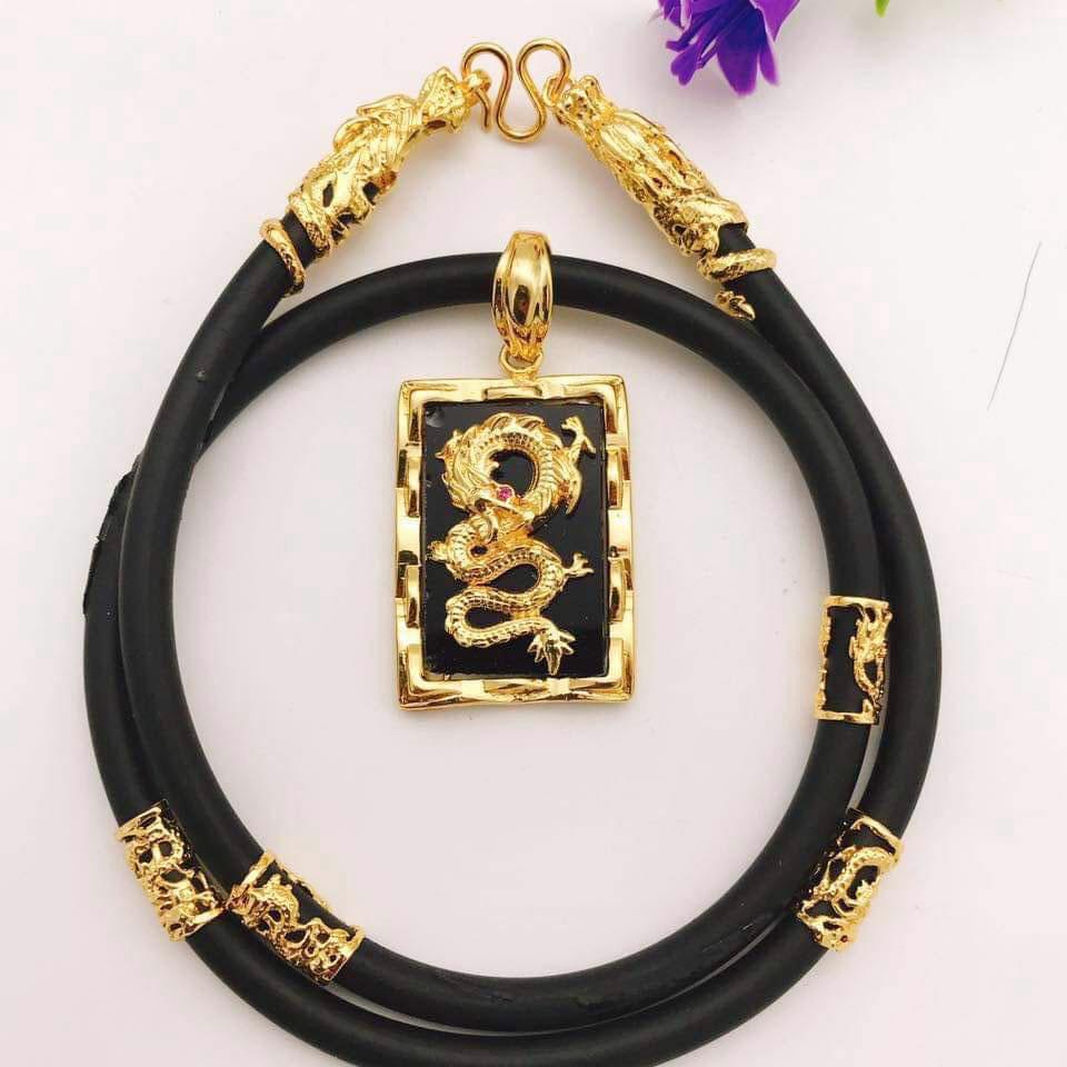 Dây chuyền mặt rồng chữ nhật mạ vàng