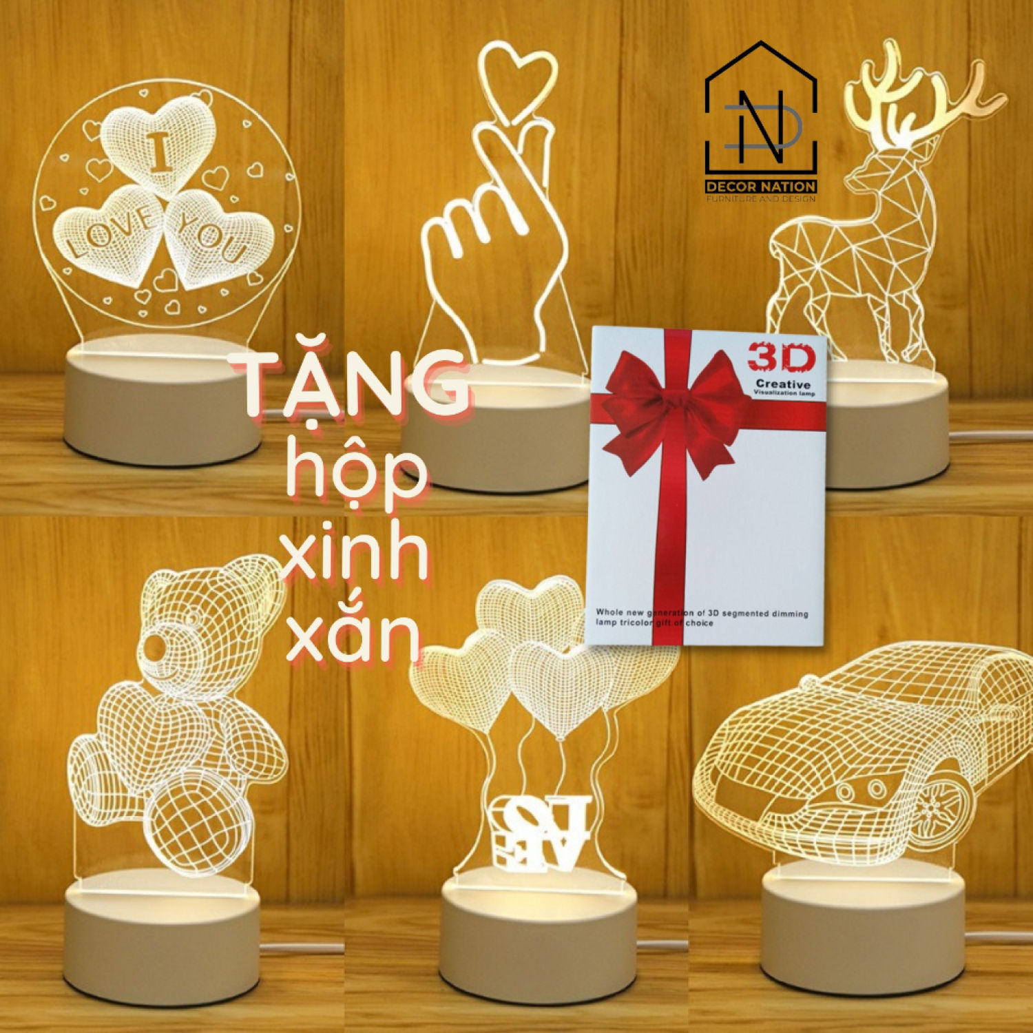 Đèn ngủ trang trí 3d nhiều mẫu siêu xinh - đầu cắm usb