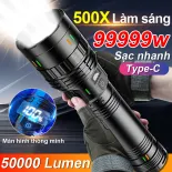 ????Độ bền 100 năm????Đèn pin LED siêu sáng có chức năng zoom và báo pin đèn cắm trại có thể sạc qua USB 3 chế độ chiếu sáng đèn pin cầm tay siêu sáng đèn cầm tay