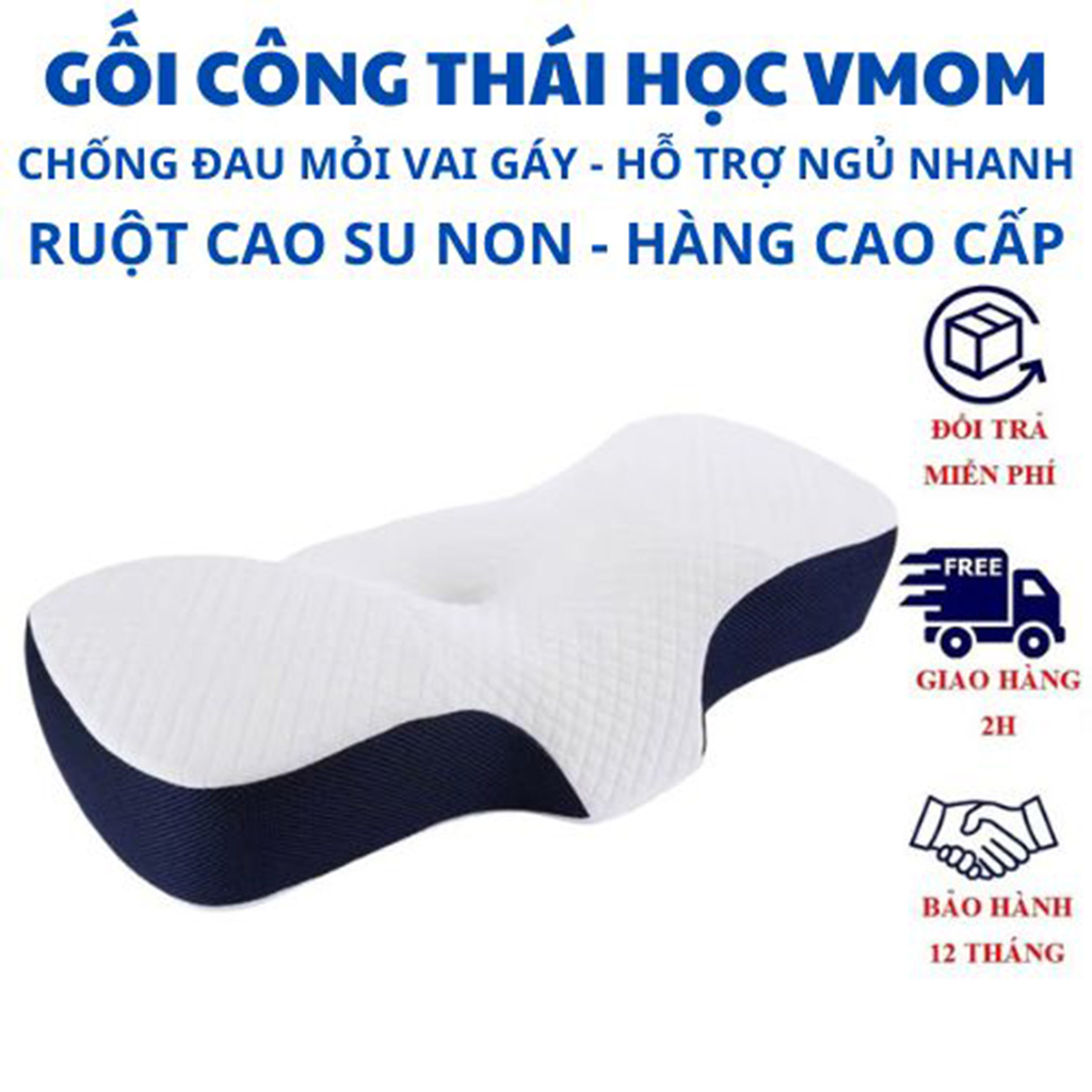 Gối công thái học cao su non - Chống đau mỏi cổ vai gáy, ngủ ngáy - Thiết kế công thái học nằm ngửa và nằm nghiêng